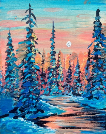 Morning in the winter forest by artist Anastasia Shimanskaya